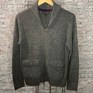 Banana Republic Men’s Wool Blend Full Zip Cardigan Sweater Gray Medium